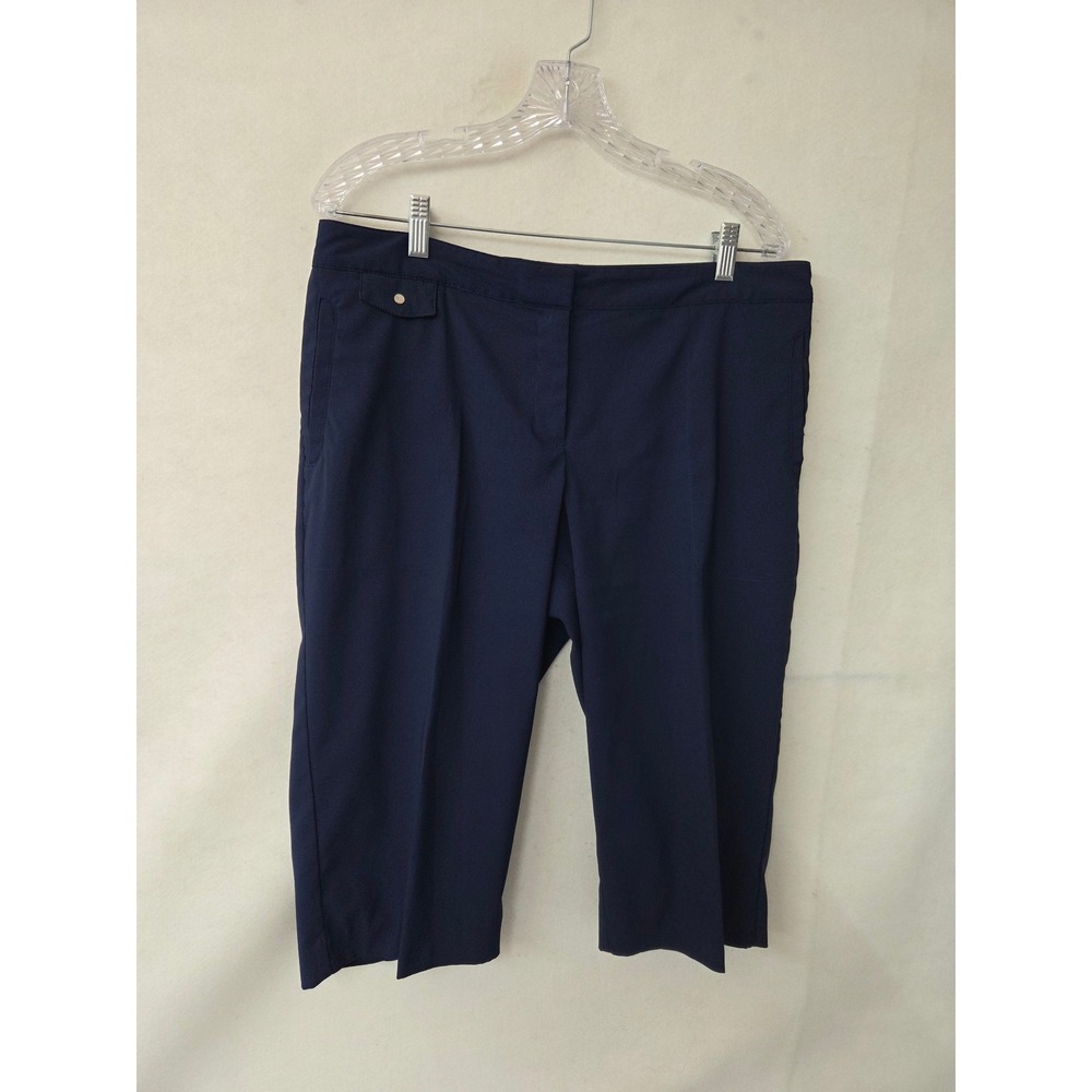 IZOD Golf Womens Navy Blue Capri Pants Size 12 Stretch Flat Front Lightweight